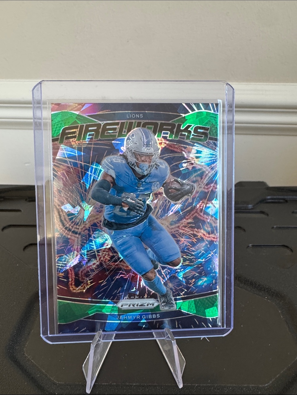 🔥 2024 Jahmyr Gibbs Fireworks Panini Prizm Card. #lions #jahmyrgibbs